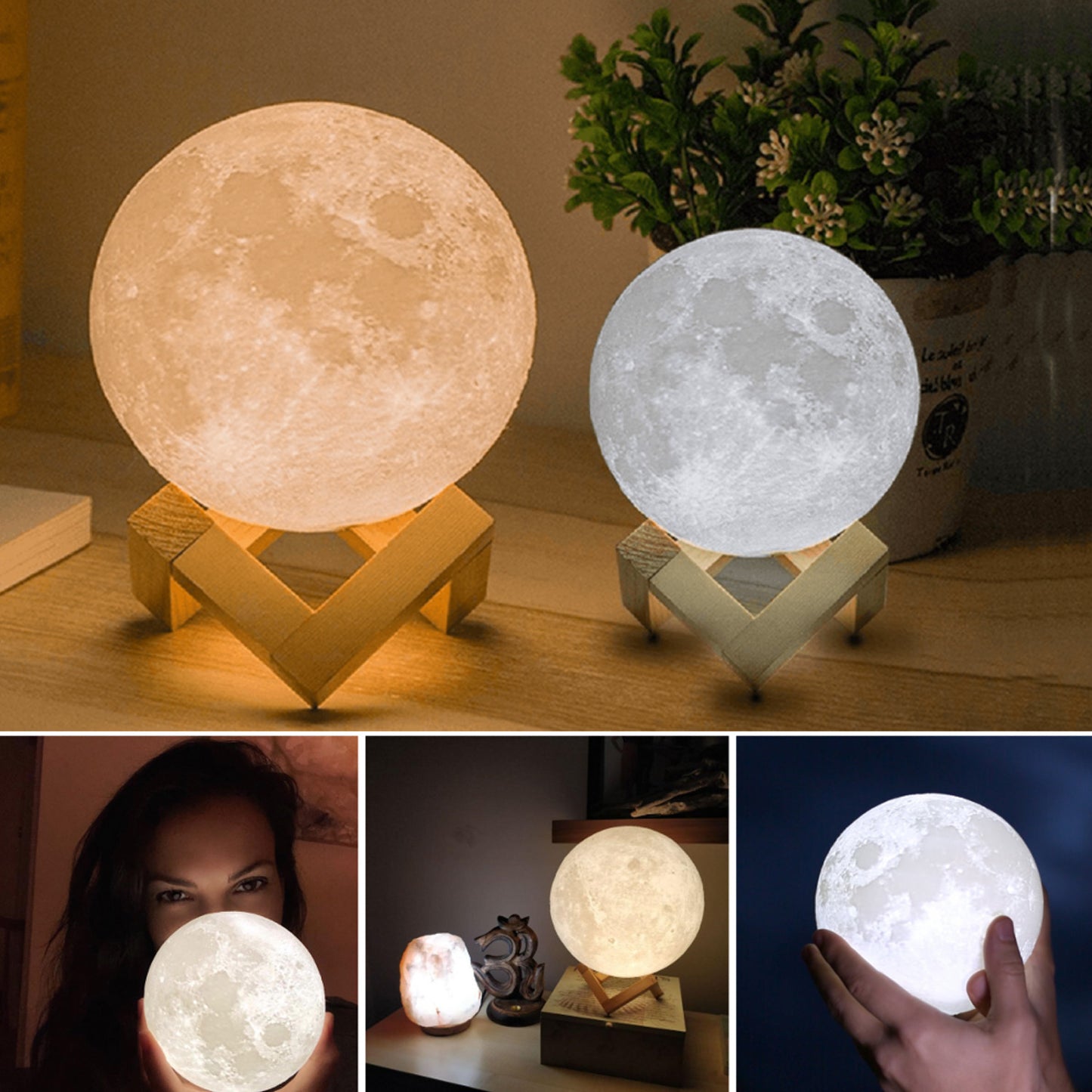 Moon Night Lamp With Plastic Stand