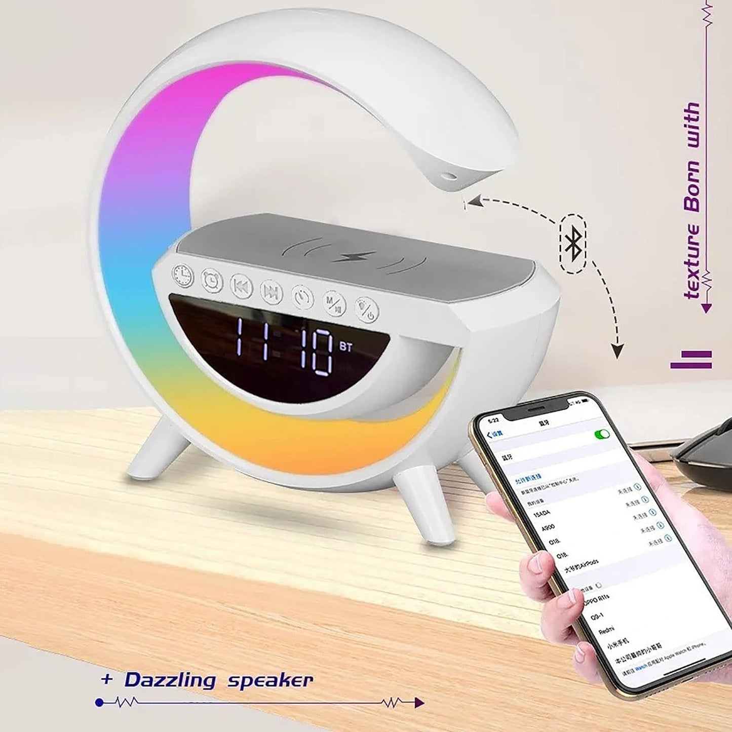 3-in-1 Lamp Bluetooth Speaker With Fast Wireless Charging