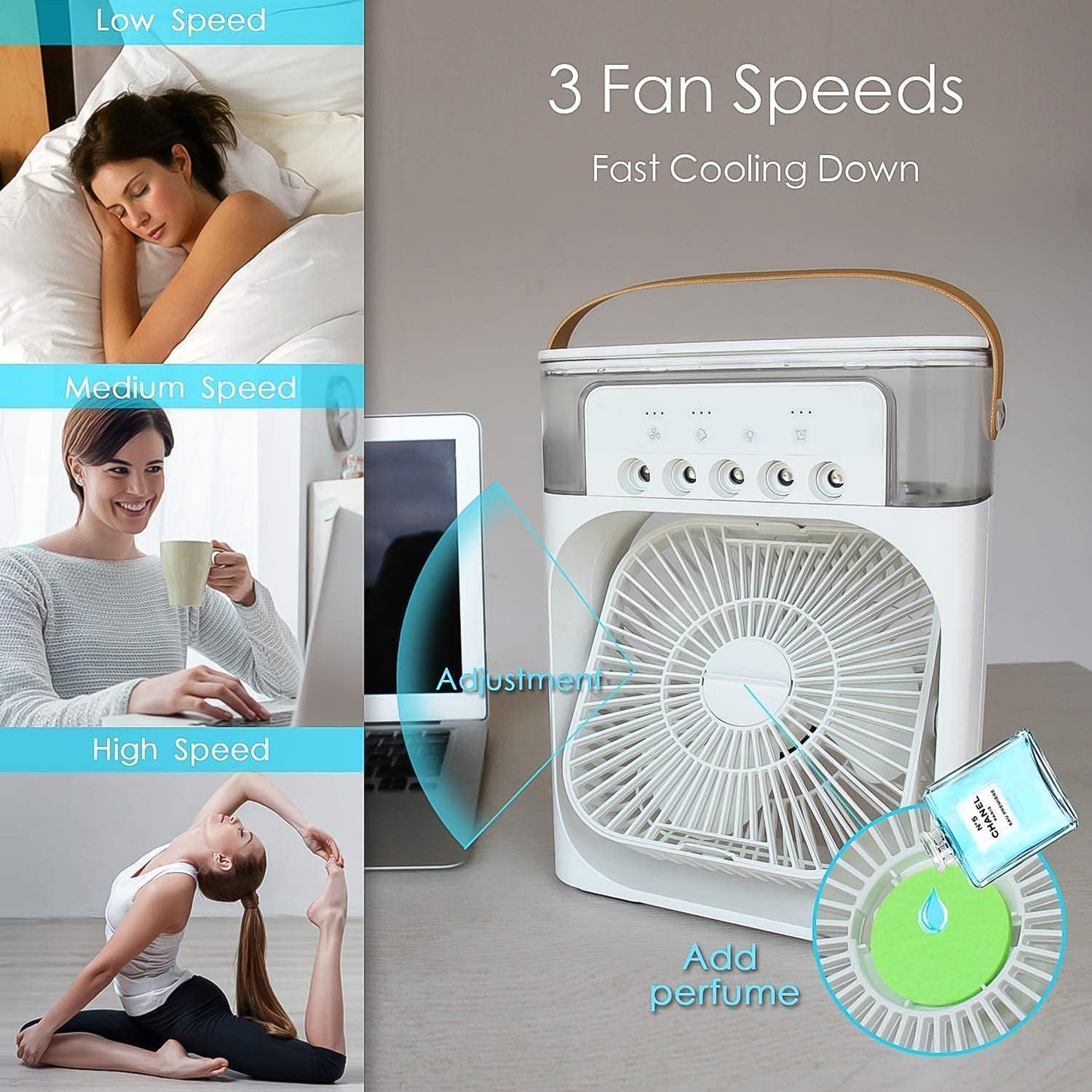 BreezyLit™ | Portable Air Cooler Fan with LED Lights